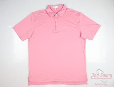 New W/ Logo Mens Peter Millar Polo Large L Pink MSRP $95