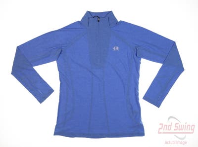 New W/ Logo Womens Straight Down 1/4 Zip Pullover Medium M Blue MSRP $80