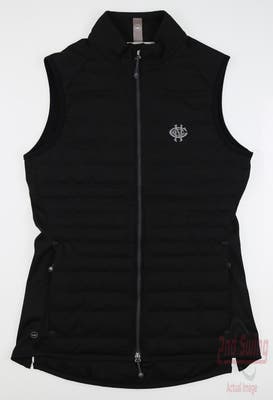 New W/ Logo Womens Peter Millar Vest X-Small XS Black MSRP $209