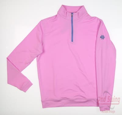 New W/ Logo Mens Peter Millar 1/4 Zip Pullover Small S Pink MSRP $149