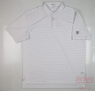 New W/ Logo Mens Peter Millar Golf Polo X-Large XL White MSRP $94