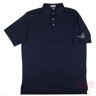 New W/ Logo Mens Peter Millar Golf Polo Large L Navy Blue MSRP $89
