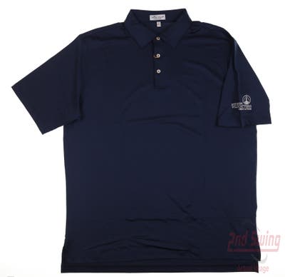 New W/ Logo Mens Peter Millar Golf Polo Large L Navy Blue MSRP $89