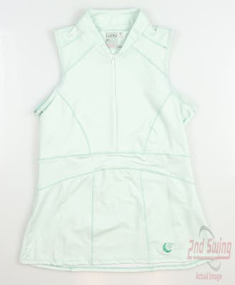 New W/ Logo Womens Lucky In Love Golf Sleeveless Polo X-Small XS Green MSRP $72