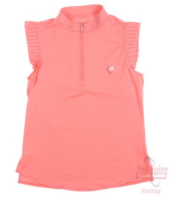 New W/ Logo Womens Lucky In Love Golf Sleeveless Polo Small S Pink MSRP $72