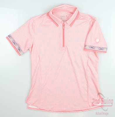 New W/ Logo Womens Lucky In Love Golf Polo X-Small XS Pink MSRP $72