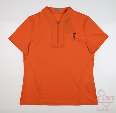 New W/ Logo Womens Callaway Polo Large L Orange MSRP $50
