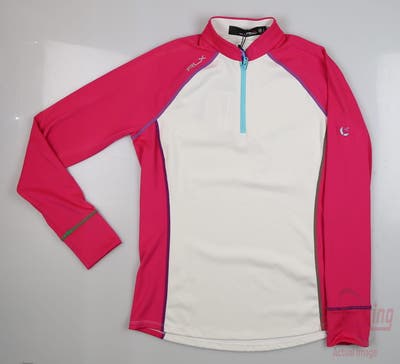 New W/ Logo Womens Ralph Lauren RLX Golf 1/4 Zip Pullover Small S Pink MSRP $140