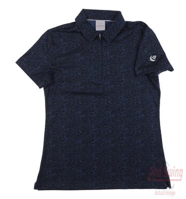 New W/ Logo Womens Dunning Golf Polo Small S Navy Blue MSRP $95