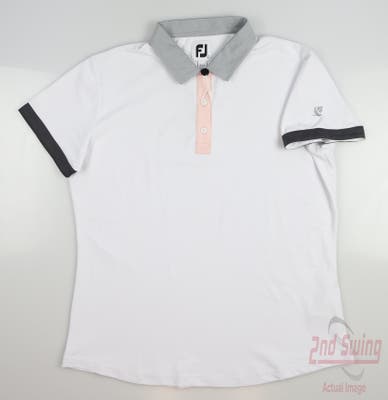 New W/ Logo Womens Footjoy Golf Polo Large L White MSRP $75