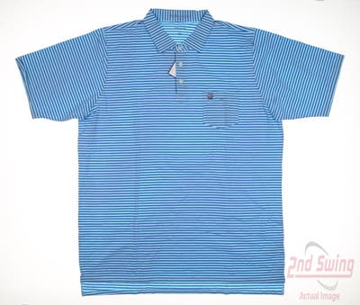 New W/ Logo Mens B. Draddy Tommy Polo X-Large XL Blue MSRP $110