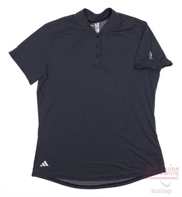 New W/ Logo Womens Adidas Golf Polo Large L Navy Blue MSRP $70