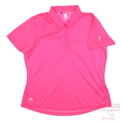 New W/ Logo Womens Adidas Golf Polo Large L Pink MSRP $70