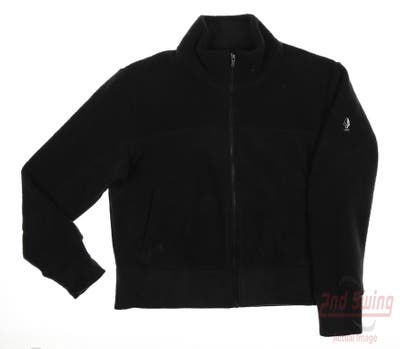 New W/ Logo Womens Adidas Fleece Jacket Large L Black MSRP $90