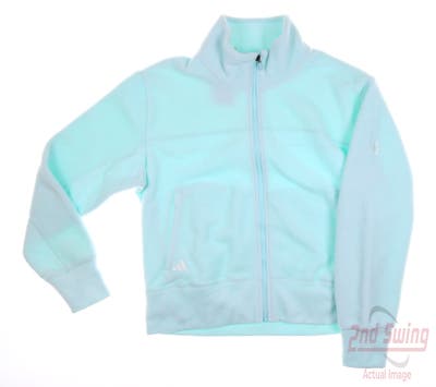 New W/ Logo Womens Adidas Fleece Jacket Small S Blue MSRP $90