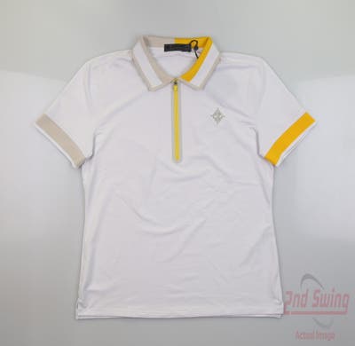 New W/ Logo Womens G-Fore Polo Small S White MSRP $124