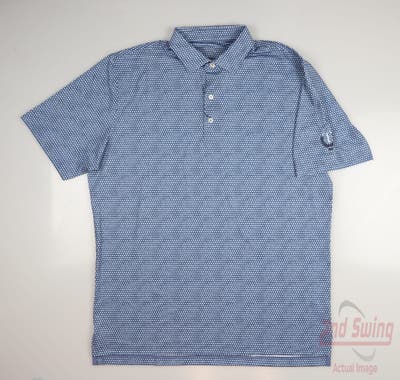 New W/ Logo Mens Johnnie-O Polo Large L Blue MSRP $95