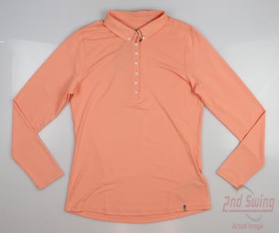 New Womens KJUS Scotscraig Long Sleeve Polo Large L Orange MSRP $129