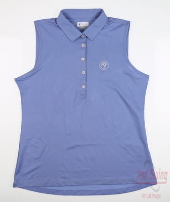 New W/ Logo Womens Greg Norman Golf Sleeveless Polo Large L Purple MSRP $44