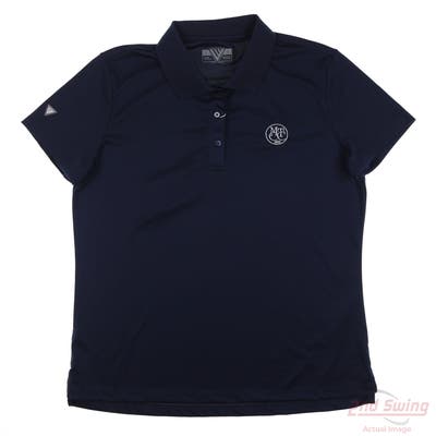 New W/ Logo Womens Level Wear Lotus Polo Medium M Navy Blue MSRP $50