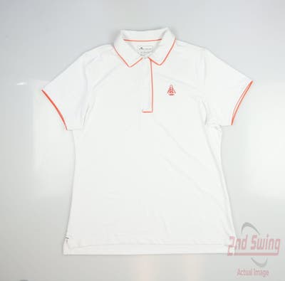 New W/ Logo Womens Peter Millar Polo Large L White MSRP $100