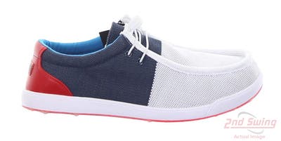 New Mens Golf Shoe Skoni Spikeless 9.5 White/Blue MSRP $100