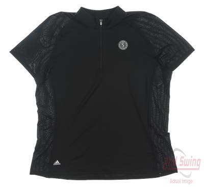 New W/ Logo Womens Adidas Golf Polo X-Large XL Black MSRP $65