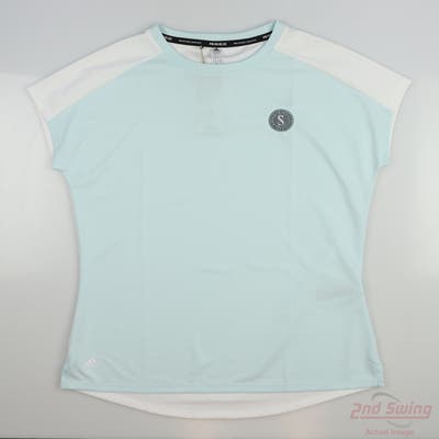 New W/ Logo Womens Adidas Golf Polo Medium M Blue MSRP $65