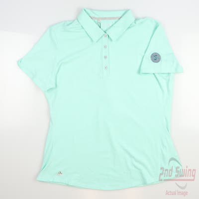 New W/ Logo Womens Adidas Golf Polo Large L Green MSRP $55