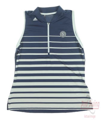 New W/ Logo Womens Adidas Golf Sleeveless Polo Medium M Blue MSRP $60