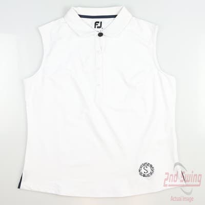 New W/ Logo Womens Footjoy Golf Sleeveless Polo Large L White MSRP $80