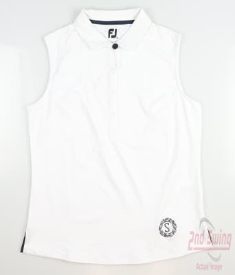 New W/ Logo Womens Footjoy Golf Sleeveless Polo Large L White MSRP $80