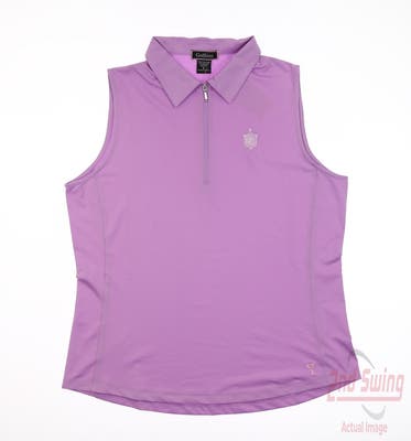 New W/ Logo Womens Golftini Sleeveless Polo Large L Purple MSRP $98