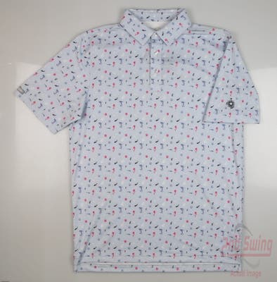 New W/ Logo Mens Straight Down Golf Polo Small S Multi MSRP $96