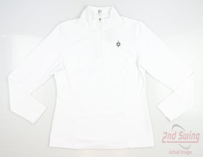New W/ Logo Womens EP NY Golf 1/4 Zip Pullover Medium M White MSRP $85