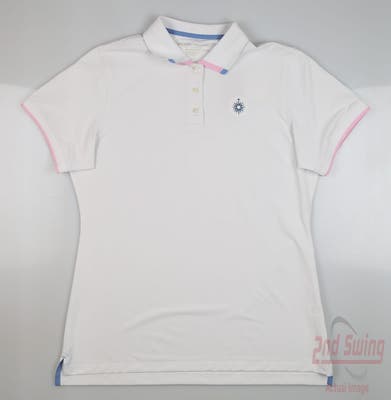 New W/ Logo Womens Peter Millar Golf Polo X-Large XL White MSRP $100