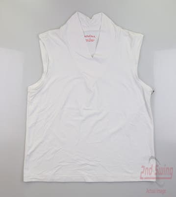New Womens Kinona Sleeveless Polo Large L White MSRP $115