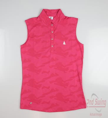 New W/ Logo Womens Daily Sports Sleeveless Polo X-Small XS Pink MSRP $82