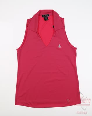 New W/ Logo Womens Golftini Sleeveless Polo X-Small XS Pink MSRP $95