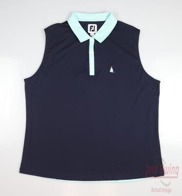 New W/ Logo Womens Footjoy Sleeveless Polo Large L Navy Blue MSRP $80