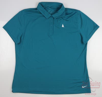 New W/ Logo Womens Nike Polo X-Large XL Blue Green MSRP $65