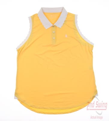 New W/ Logo Womens Peter Millar Sleeveless Polo X-Large XL Yellow MSRP $90