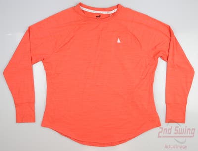 New W/ Logo Womens Puma Long Sleeve Crew Neck X-Large XL Hot Coral MSRP $64