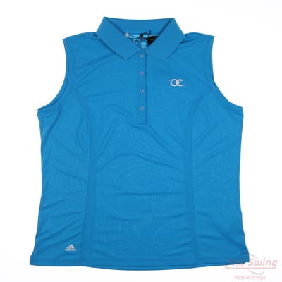 New W/ Logo Womens Adidas Sleeveless Polo Large L Blue MSRP $60