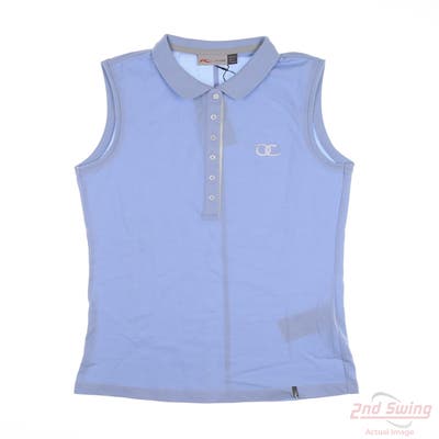 New W/ Logo Womens KJUS Sleeveless Polo Small S Blue MSRP $90