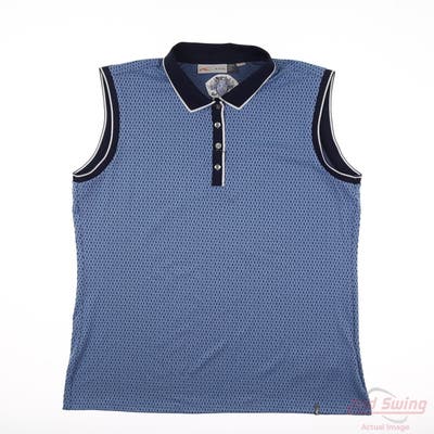 New W/ Logo Womens KJUS Sleeveless Polo Large L Blue MSRP $120