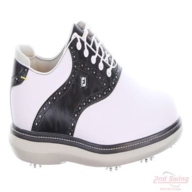 New Mens Golf Shoe Footjoy Traditions Saddle Medium 12 White/Black MSRP $140 57928