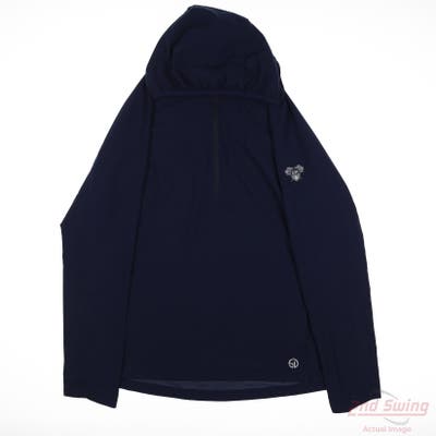 New W/ Logo Womens Straight Down Long Sleeve Medium M Navy Blue MSRP $170