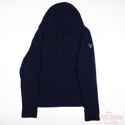 New W/ Logo Womens Straight Down Long Sleeve Small S Navy Blue MSRP $110