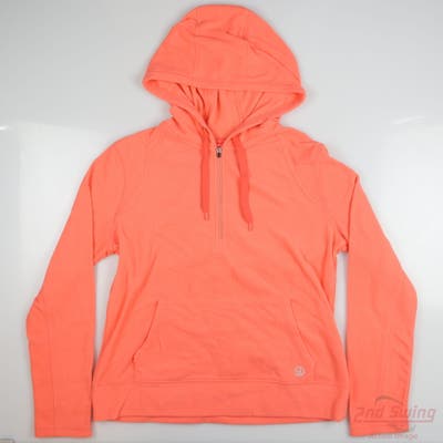 New W/ Logo Straight Down Womens Golf Hoodie 1/2 Zip Pullover Medium M Orange Solid MSRP $110